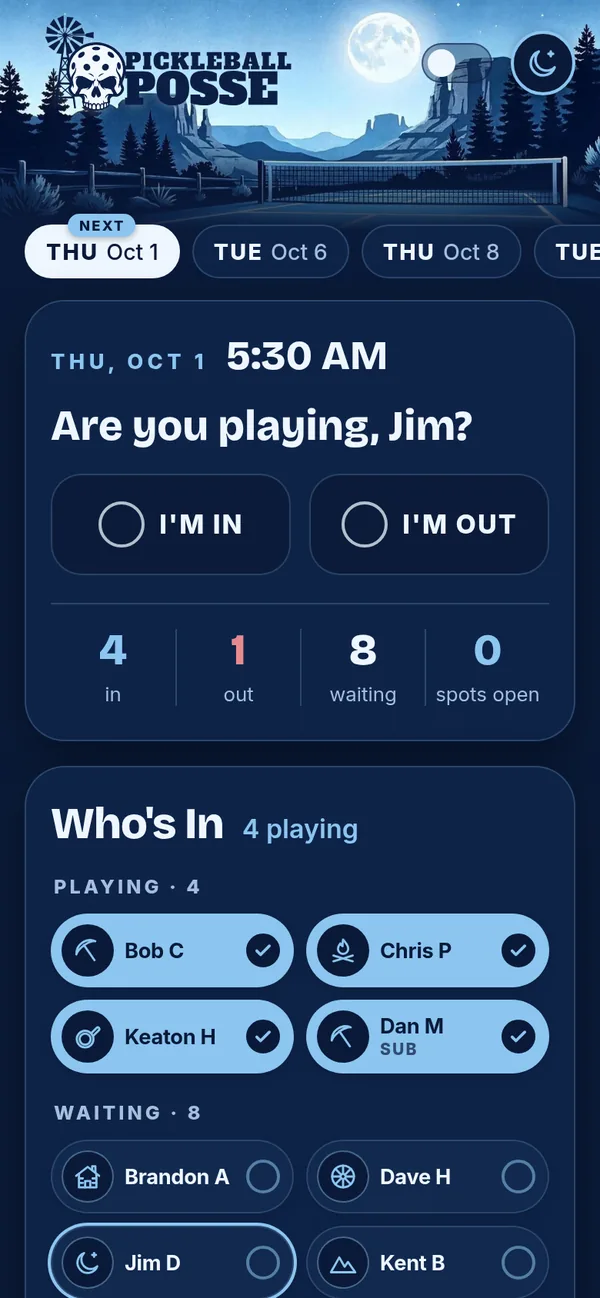 Check-in screen