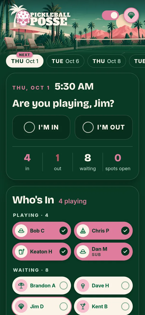 Check-in screen